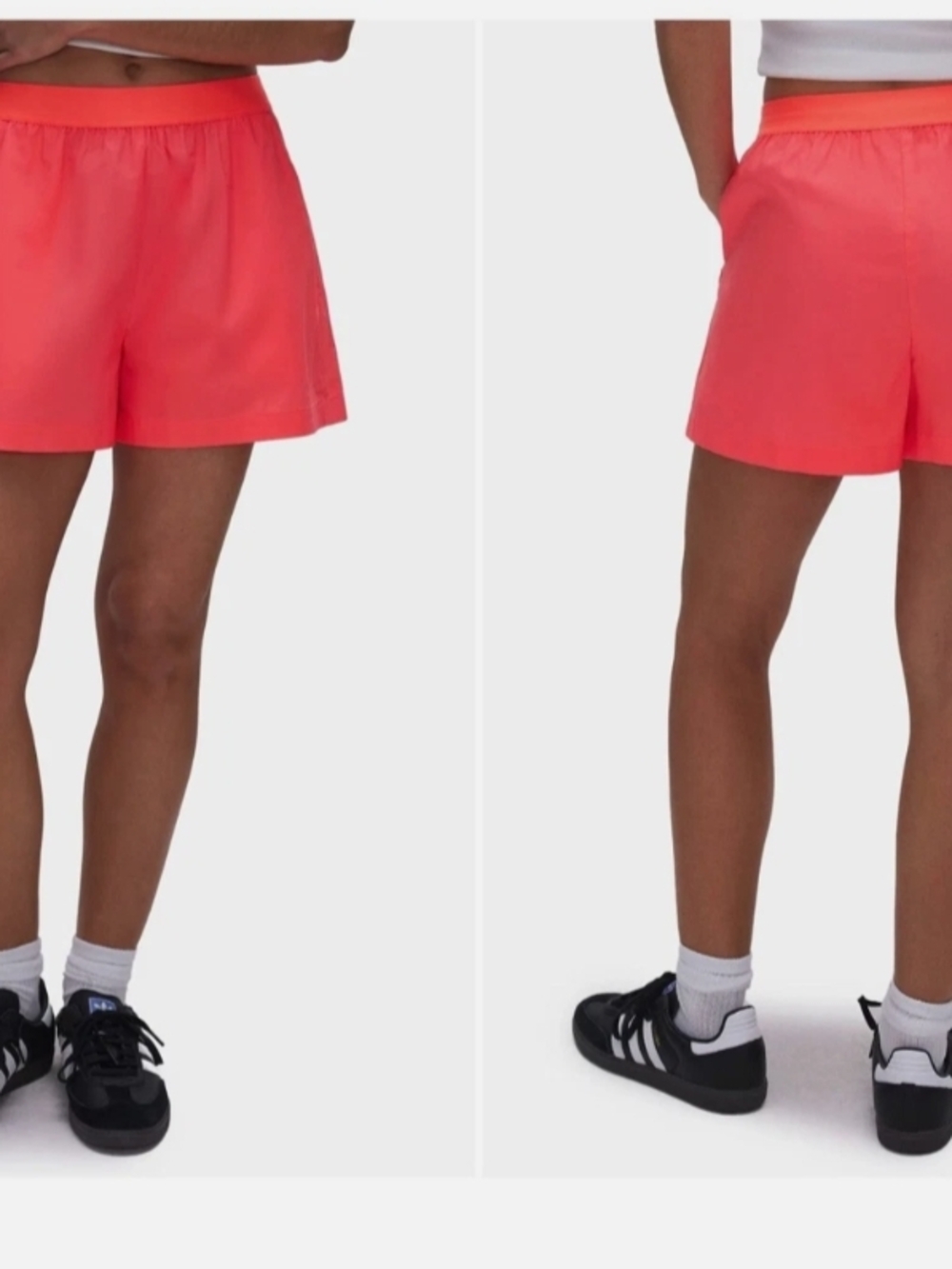 Good American Neon Coral Athletic Shorts